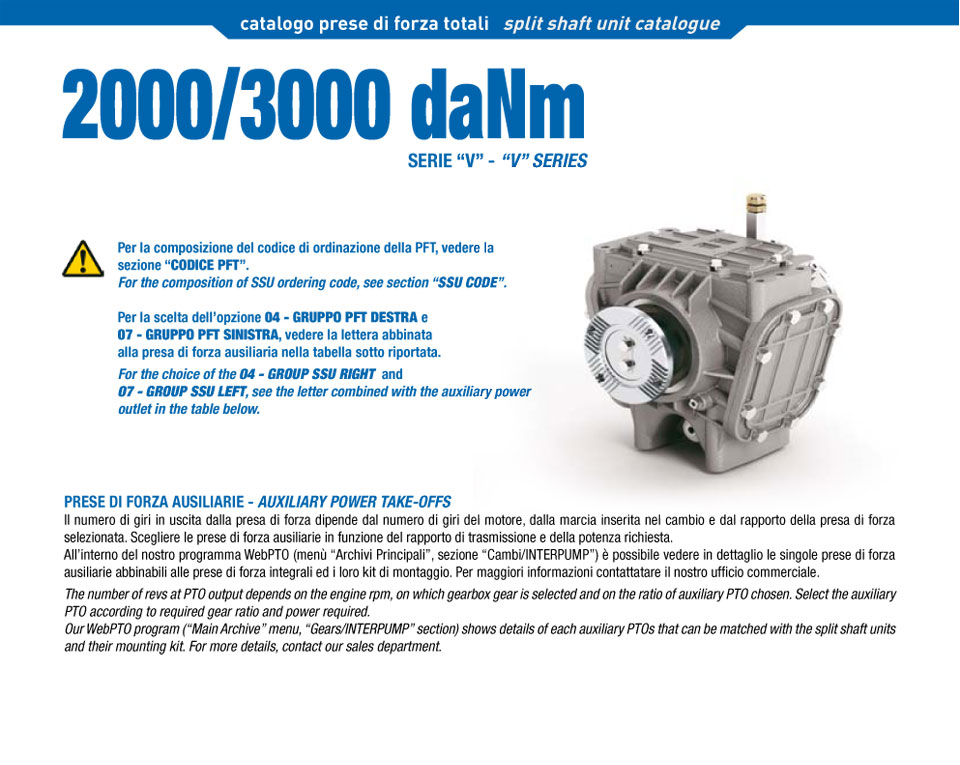 Power Take Offs Series SSU Serie "V" 2000/3000 daNm